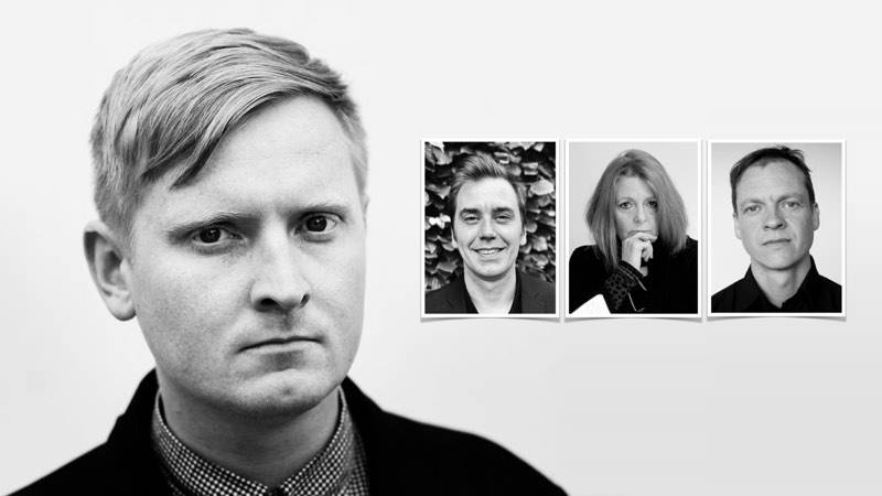 Erlend O. Nødtvedt med forfattarane han har invitert.